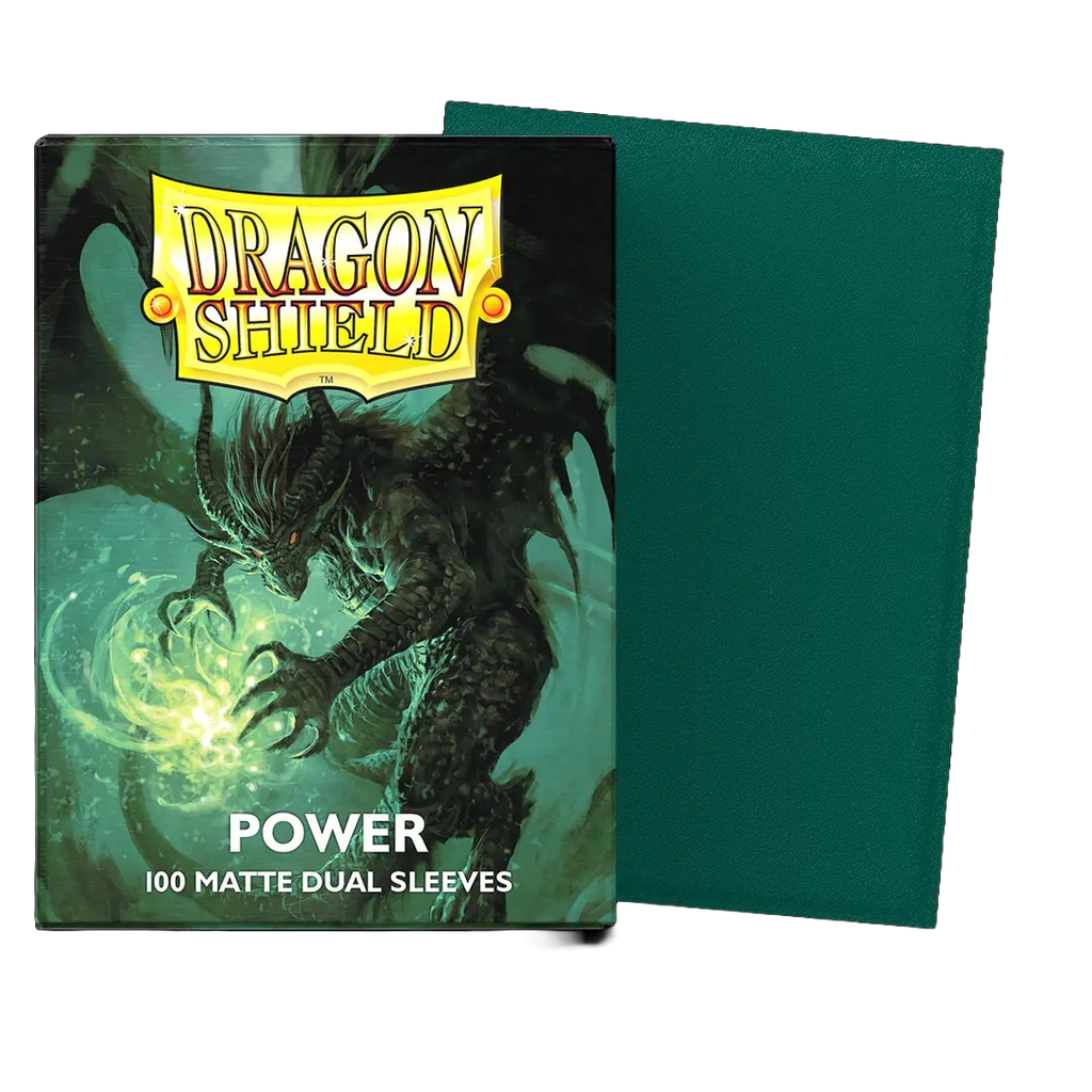 DRAGON SHIELD DUAL MATTE SLEEVES - METALLIC GREEN / POWER (100 SLEEVES)