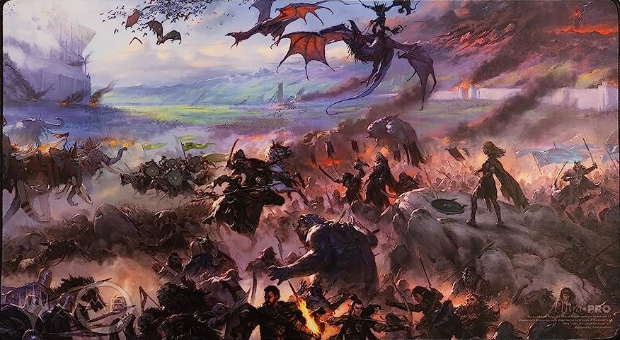 UP - THE LORD OF THE RINGS TALES OF MIDDLEEARTH BLACK STITCHED PLAYMAT FEAT BORDERLESS SCENE FOR MTG