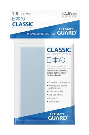 [UGD010069] Ultimate Guard Classic Soft Sleeves Fundas de Cartas Tamaño Japonés Transparente (100)