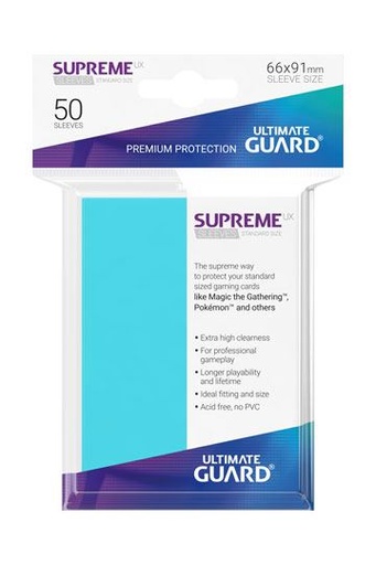 [UGD010796] Ultimate Guard Supreme UX Sleeves Fundas de Cartas Tamaño Estándar Aguamarina (50)