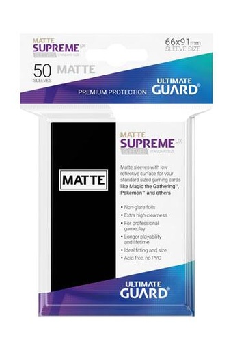 [UGD010808] Ultimate Guard Supreme UX Sleeves Fundas de Cartas Tamaño Estándar Negro Mate (50)